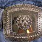 New Trendy 4"/4" Big Silver Metal Western Fashion Buckle Lion Head Face Black