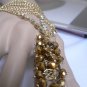 NEW WOMEN GOLD CHAINS BEADS SLAVE BRACELET MOROCCAN RING CUFF SILVER RHINESTONE