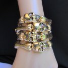 NEW WOMEN GOLD FASHION BRACELET SKELETON BONES WIDE CUFF SMALL SKULLS HALLOWEEN