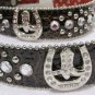 New Women Western Fashion Brown Leather Belt Horse Shoe Boot Silver Buckle M L
