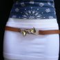 NEW WOMEN HIP WAIST NARROW BROWN FASHION BELT CRYSTALS BOW BUCKLE 31"-36" MEDIUM