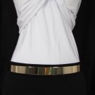 NEW WOMEN HIP HIGH WAIST NARROW GOLD METAL PLATE THIN FASHION BELT 27"-36" S / M