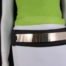 New Women Gold Metal Plate Mirror Fashion Belt Hip Waist Wide Black 27"-35" S M