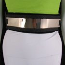 New Women Gold Metal Plate Mirror Fashion Belt Hip Waist Wide Black Elastic S M