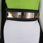 New Women Gold Metal Plate Mirror Fashion Belt Hip Waist Wide Black Elastic S M