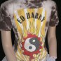 ed hardy men shirt brown color flames crew neck peace fire sign large size