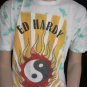NEW ED HARDY MEN WHITE AQUA T-SHIRT RHINESTONES FIRE PEACE CREW-NECK TOP XL
