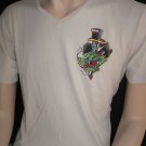 NEW ED HARDY MEN BEIGE T-SHIRT DAGGER DRAGON HEAD CORE BASIC V-NECK TOP XL