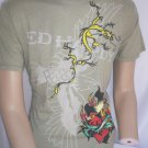 NEW ED HARDY MEN MOSS GREEN T-SHIRT THORNED HEART CROSS SPECIAL SAMPLE TOP XL