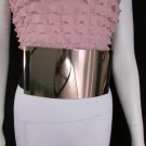 New Women Fashion Belt Extra Wide Gold Metal Plate Hip High Waist S - M 26"-33"