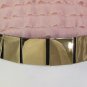 New Women Gold Metal Mirror Plate Fahion Belt Hip Waist Black Elastic S M 28-33"
