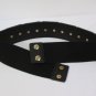 New Women Gold Metal Mirror Plate Fahion Belt Hip Waist Black Elastic S M 28-33"