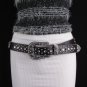 New Women Black Faux Leather Western Fashion Belt Silver Hand Gun Buckle M L XL