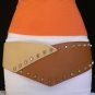 WOMEN ELASTIC HIP WAIST WIDE WESTERN BELT MOCA BEIGE COLOR SPIKES S M SIZE