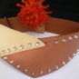 WOMEN ELASTIC HIP WAIST WIDE WESTERN BELT MOCA BEIGE COLOR SPIKES S M SIZE