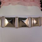 New Women Gold Squares Metal Plate Fashion Belt Hip Waist Elastic 27"-33" S / M