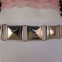New Women Gold Squares Metal Plate Fashion Belt Hip Waist Elastic 27"-33" S / M