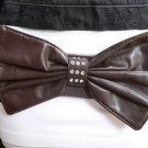 NEW WOMEN HIP WAIST ELASTIC DARK BROWN WIDE FASHION BELT HUGE BOW 27"-35" S M L