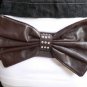 NEW WOMEN HIP WAIST ELASTIC DARK BROWN WIDE FASHION BELT HUGE BOW 27"-35" S M L