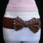 NEW WOMEN HIP WAIST ELASTIC BROWN WIDE FASHION BELT CHAINS BIG BOW 30"-40" M / L