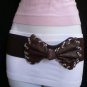 NEW WOMEN HIP WAIST ELASTIC DARK BROWN WIDE FASHION BELT CHAINS BOW 30"-40" M L