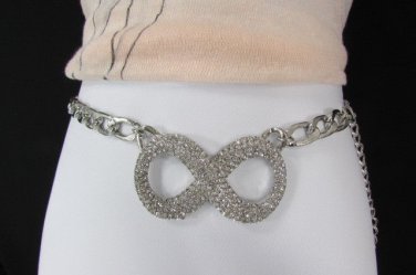 New Women Silver Metal Chains Big Infinity Hip Waist Fashion Belt 32"-48" M L XL