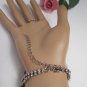 WOMEN SILVER METAL THIN FASHION HAND CHAIN BRACELET SLAVE RING MULTI RHINESTONES