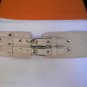 NEW WOMEN ELASTIC HIP WAIST OFF WHITE WESTERN BELT DOUBLE BUCKLES 27"-38" S M L