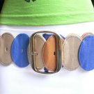 NEW WOMEN ELASTIC BLUE BROWN GRAY CARIBBEAN TROPICAL WIDE BELT BIG BUCKLE S-XL
