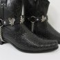 New Biker Men Western Women Boots Silver Chains Pair Leather Straps Metal Eagle