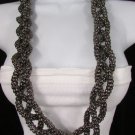 New Women Pewter Chunky Metal Braided Thick Strands Chains Long Fashion Necklace