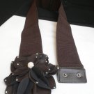 NEW WOMEN ELASTIC LOW HIP HIGH WAIST BIG BROWN FLOWER FASHION BELT 29"-36" S / M
