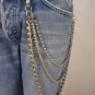 New Rocker Silver Metal 18" Three Strands Wallet Chain KeyChain Motorcycle Biker
