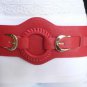 NEW WOMEN ELASTIC HIP WAIST RED WESTERN FASHION BELT RING 2 SILVER BUCKLES S-M-L