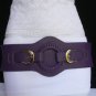 NEW WOMEN ELASTIC HIP WAIST PURPLE WESTERN FASHION BELT 2 SILVER BUCKLES S / M