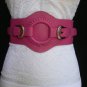 NEW WOMEN ELASTIC HIP WAIST PINK WESTERN FASHION BELT RING 2 SILVER BUCKLES S M