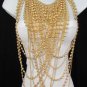 New Women Gold Metal 25 Strands Beads Chains 25" Long Fashion Statement Necklace