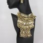 New Women Gold Chunky Metal Thick Link Chains 11" Short Fashion Necklace Earring