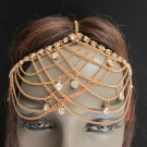 NEW WOMEN GOLD HEAD METAL NET CHAIN JEWELRY GRECIAN HALF FRONT NET COVERED BAND
