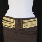 New Women Black Cream Brown Elastic Fashion Belt Wood Beads Buckle 26"-40" S M L