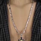 Men Silver Stainless Steel Metal Necklace Gold Jesus Christ Black Cross Pendant