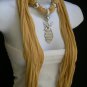 NEW WOMEN MUSTARD FASHION SOFT SCARF NECKLACE SILVER BIG METAL DEER PENDANT