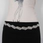 NEW WOMEN HIP WAIST THIN SILVER METAL WHITE SILK TIE FASHION BELT 22"-36" XS S M