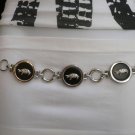 NEW WOMEN SILVER BLACK TURTLE ROUND METAL FASHION BELT 23"-40" XXS-XS-S-M-L