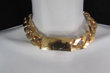 New Women Chunky Gold Thick Lightweight Chains Fashion Necklace Plate Pendant