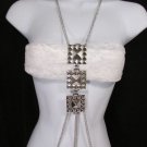 New Women Silver Metal Body Chain Sexy Jewelry Long Necklace Big Square Pyramid