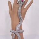 New Women Silver Metal Long Hand Chain Snake Fashion Jewelry Bracelet Rhinestone
