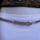 NEW WOMEN HIP SILVER METAL CHAINS FASHION BELT BLACK RHINESTONES 27"-45" S-XL