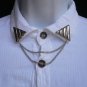 NEW WOMEN SILVER TRIANGLE SHIRT COLLAR BLOUSE TIP CHAINS RIVET PINS WESTERN PUNK