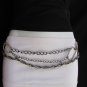 WOMEN OVAL RUST SILVER METAL CHAINS FASHION BELT SILVER RHINESTONES 27-45" S M L